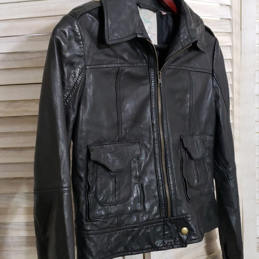 Nordstroms Hinge Genuine Black Leather Jacket
